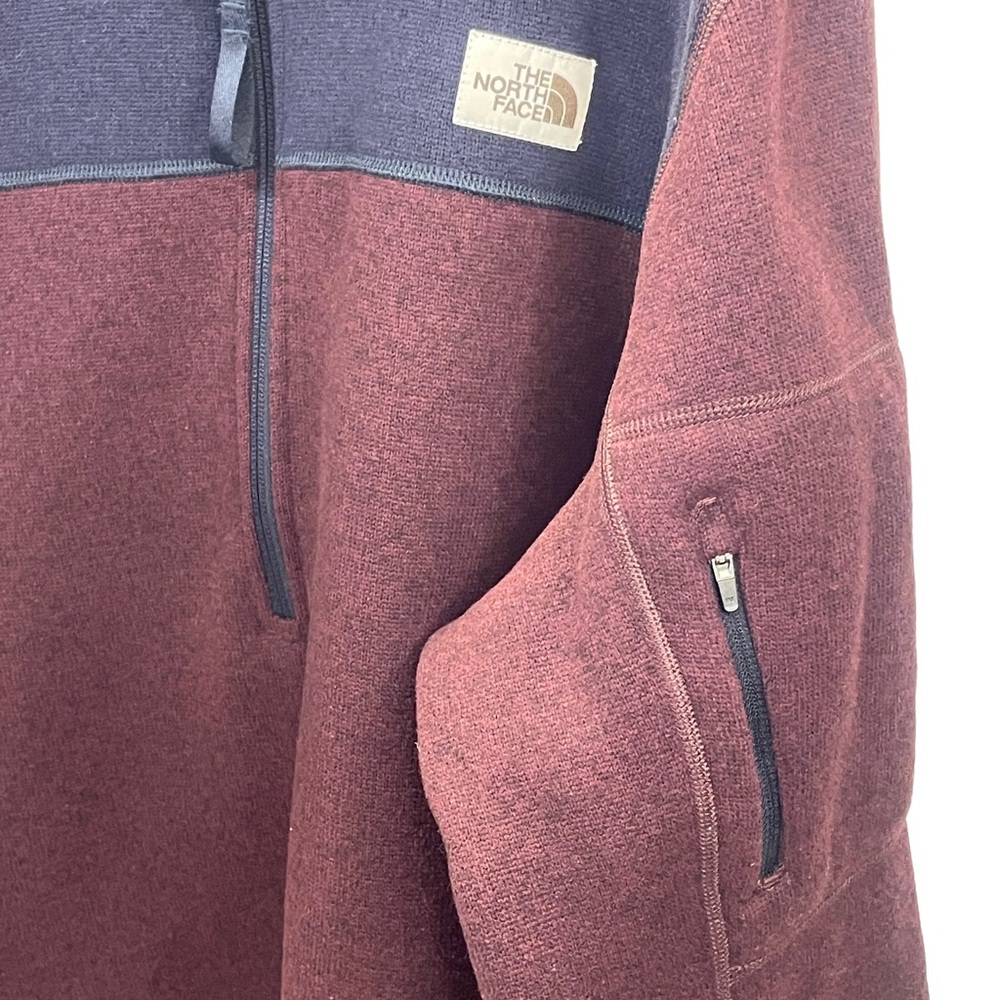 The North Face Men’s Pullover Fleece Size XL Maroon/Navy Colorblock Q Zip - Picture 4 of 11